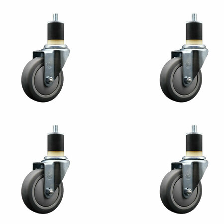 SERVICE CASTER 4'' SS Thermoplastic Rubber Wheel Swivel 1-7/8'' Expanding Stem Caster Set, 4PK SCC-SSEX20S414-TPRB-178-4